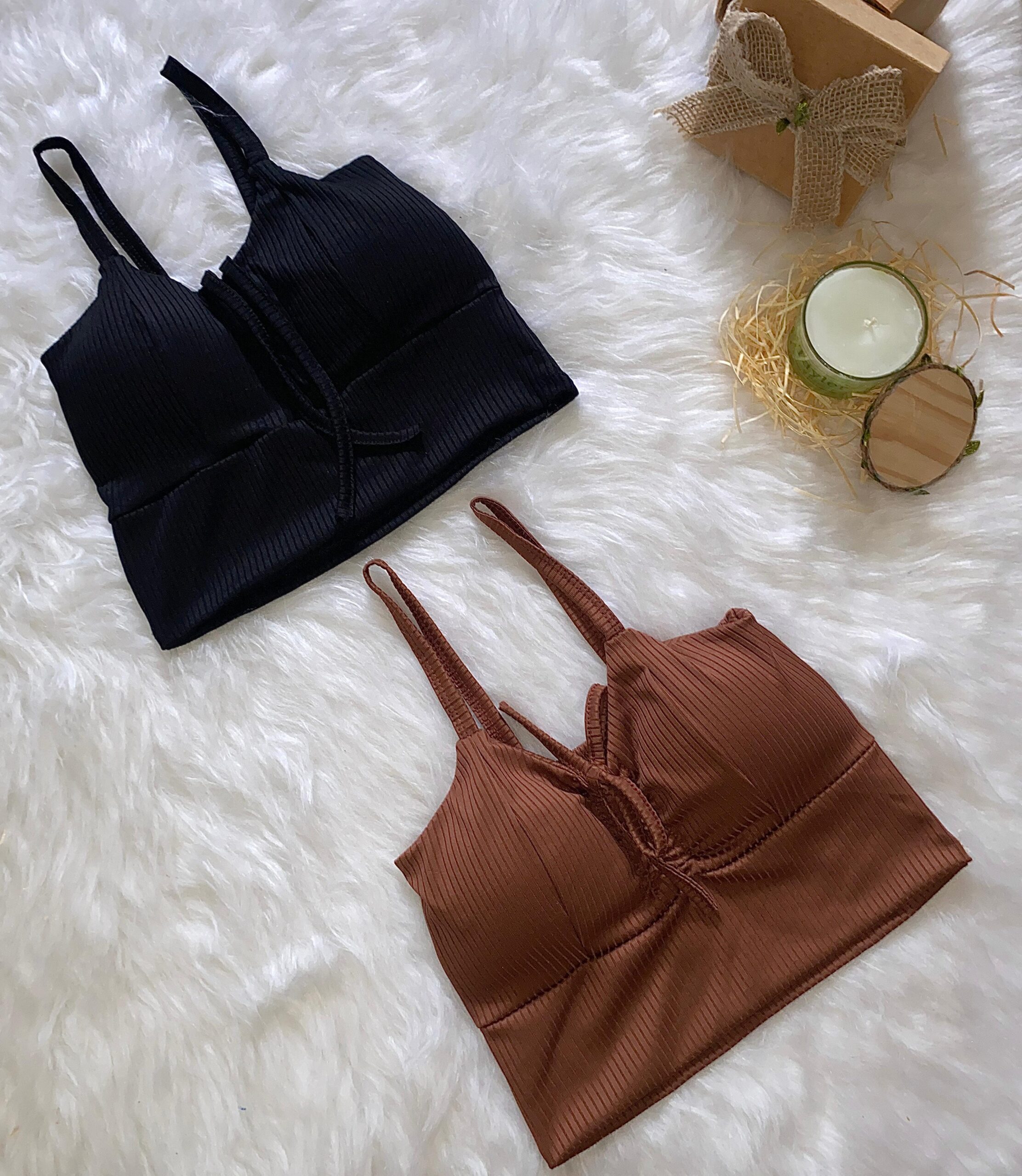 Kit 2 Cropped com Bojo – Preto e Marrom