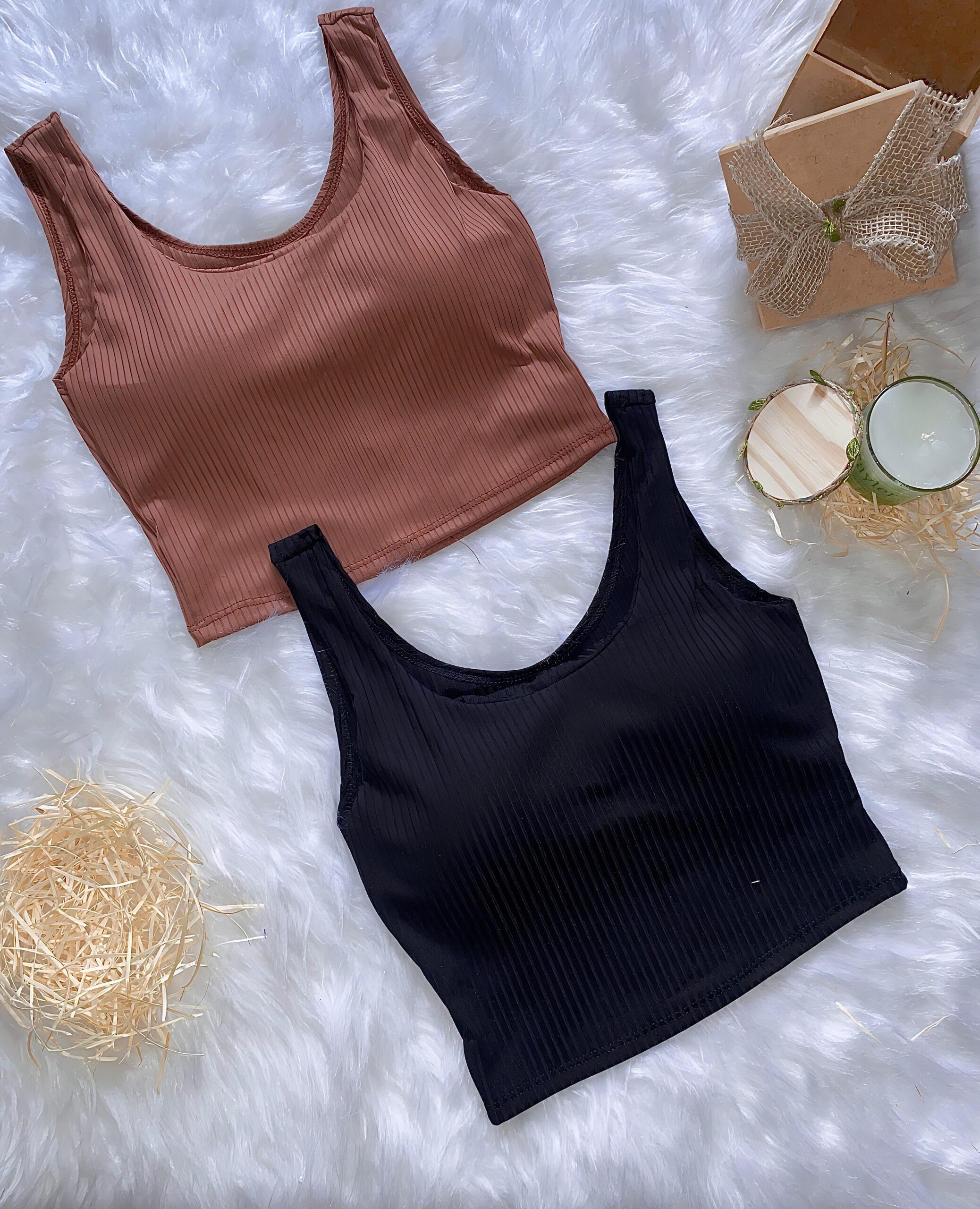 Kit 2 Cropped com Bojo – Caramelo e Preto